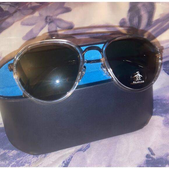 Original Penguin The‎ Shady CR Crystal Sunglasses Polarized Rounded Lens New - Picture 2 of 6